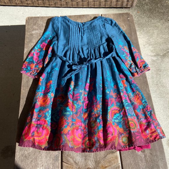 Monsoon Beautiful Floral Teal Pink Orange Dress 10 - Picture 5 of 6